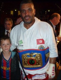 New UBO International Cruiserweight Champion Mohamed Dridi with a young fan